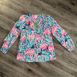 Lilly Pulitzer Top Button Front Elsa in Flamenco Beach